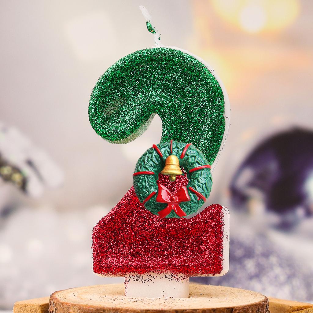 Christmas Cake Decoration Christmas Birthday Candle Number 1 Year Wreath Toppers Merry Christmas for children