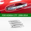 For Honda CITY 2008-2014 Chrome Silver Car Door Handle Cover Bezel Trim 2009 2010 2011 2012 2013