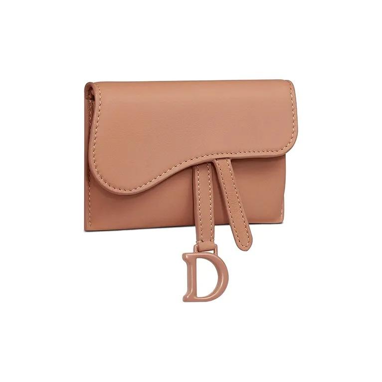 DIOR Saddle Ultra Matte Chain Nano Calfskin Crossbody Clutch Saddle Bag Shoulder Bag Women's Light Brown