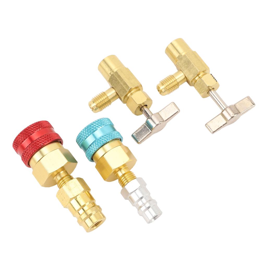 R1234YF Quick Couplers Kit Self Sealing Can Tap High Low Pressure 1234yf To R134a Adapter for Car Conditioner AC