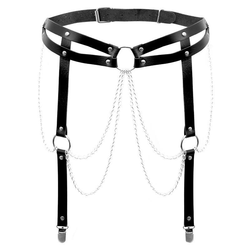 

Meier Leather belt chain garter belt waist chain punk accessories світло-коричневого кольору