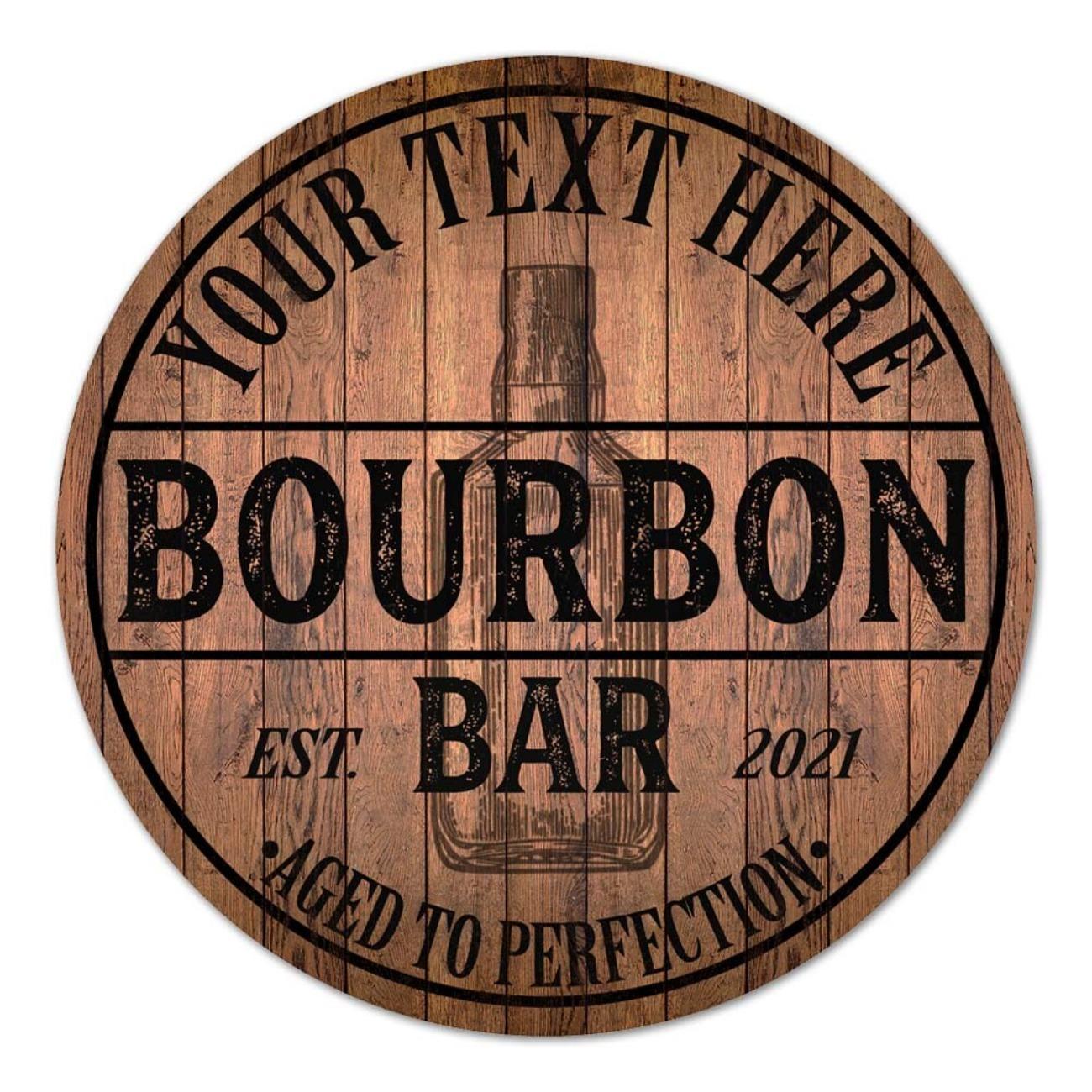 Round Metal Decorative Tag Wall Decor Personalized Bourbon Bar Sign белый