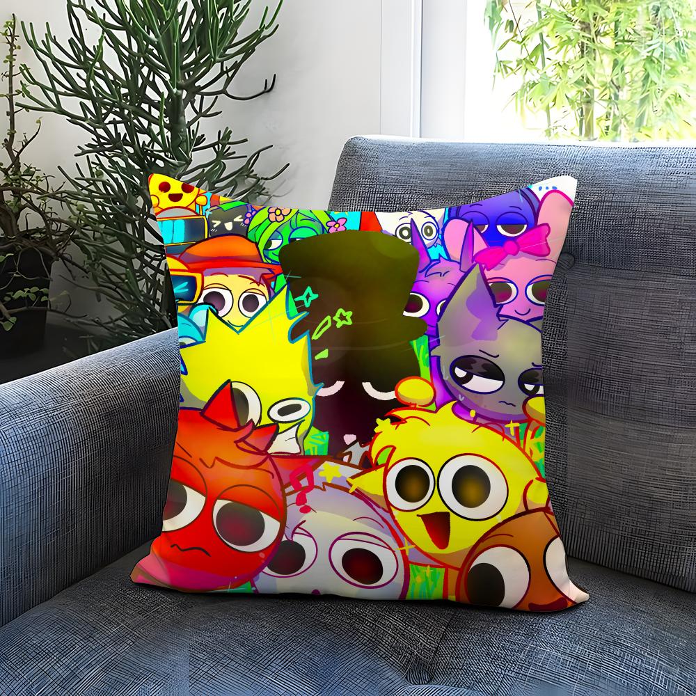 Popular Game Character Sprunki Cushion Cover Comfortable Reversible Pillow Cover Ideal for Car Sofa Bedroom Beyond