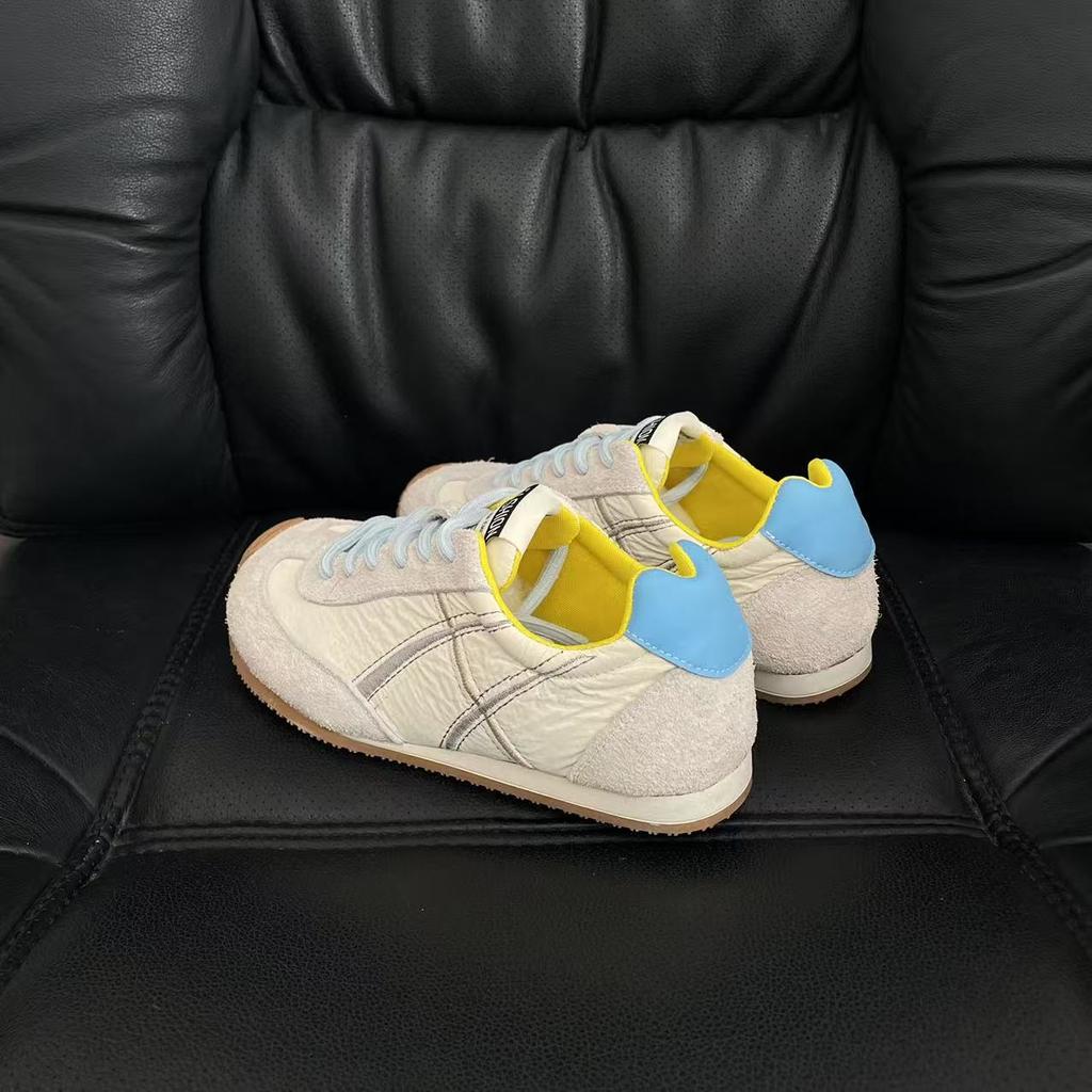 Leather women's spring new ugly cute casual shoes flat bottom lightweight women's shoes trendy color matching versatile lace-up