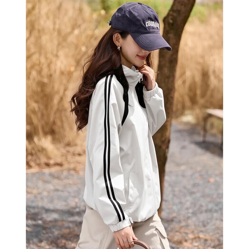 Demana Women s Drawstring Hooded Color Block Sports Jacket M