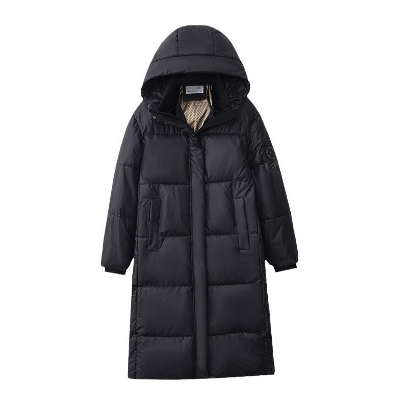 Black Gold Down Jacket for Women In Winter New Korean Version Loose Over the Knee Thickened Long Cotton Coat and Jacket