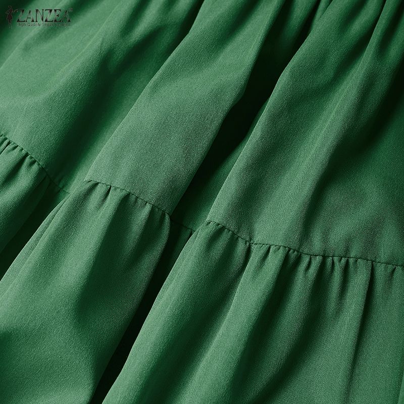 ZANZEA Women V-Neck 3/4 Sleeve Loose Casual Dress