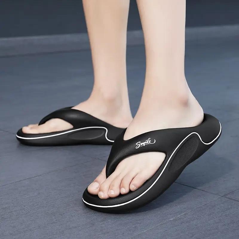 Beach Slippers for Men Wear Resistant Platform Shoes Shiatsu Flip Flops Pvc Adult Comfortable Low Price 2025 Style Sandals Man
