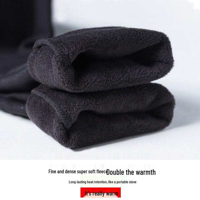 Plus Size Fleece-Lined High Waist Black Leggings for Women - Slimming, Elastic, Skinny Long Pants for Autumn/Winter