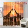 Set Of 2 Modern Flat Printing Curtains Without Rod Sunset Safari Curtain Durable Polyester Fabric All