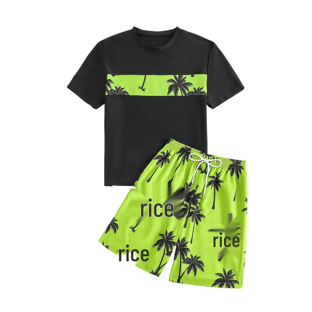 Chlapecká rychleschnoucí plavková souprava s ochranou proti slunci - Letní plážové šortky a plavky pro větší děti