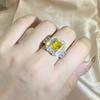 Gorgeous Square Yellow CZ Women Ring Bright Vintage Party Female Elegant Accessories High Quality Jewelry Wholesale