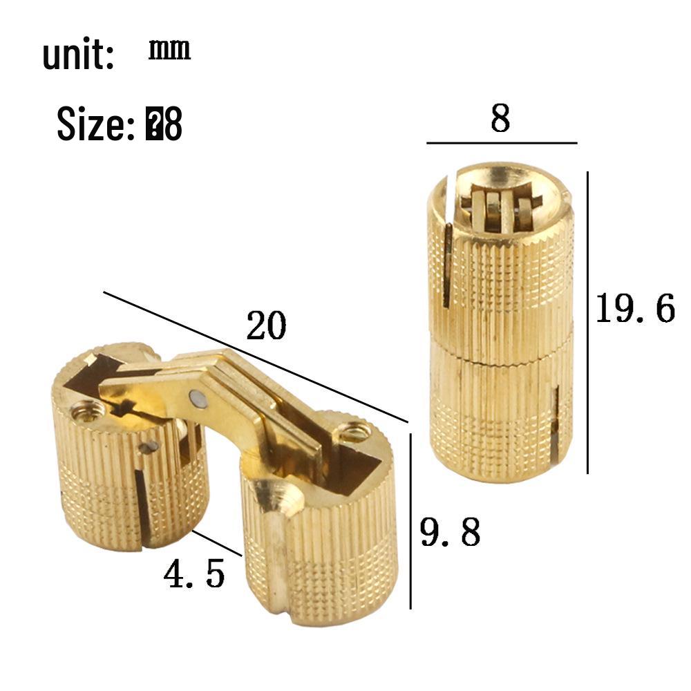 8mm-24mm Presentförpackning Ren Koppar Dold 180° Pelare Hinkgångjärn
