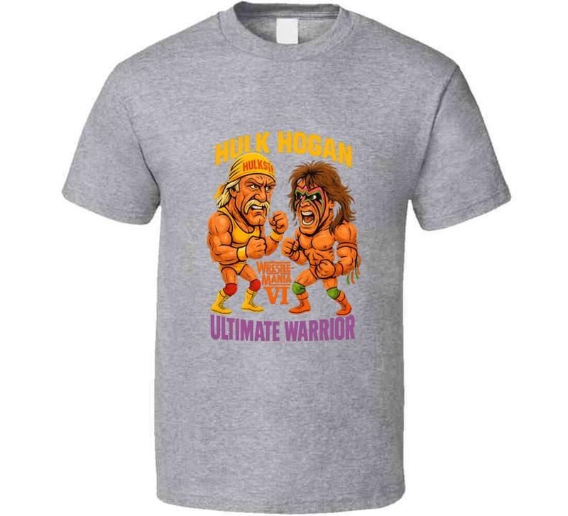 Wrestling Hogan Vs Warrior Retro Wrestling Caricature Unisex T-Shirt S