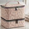 TwoTier Makeup Bag DoubleLayer Cosmetic Storage with Handle Portable Travel Organizer