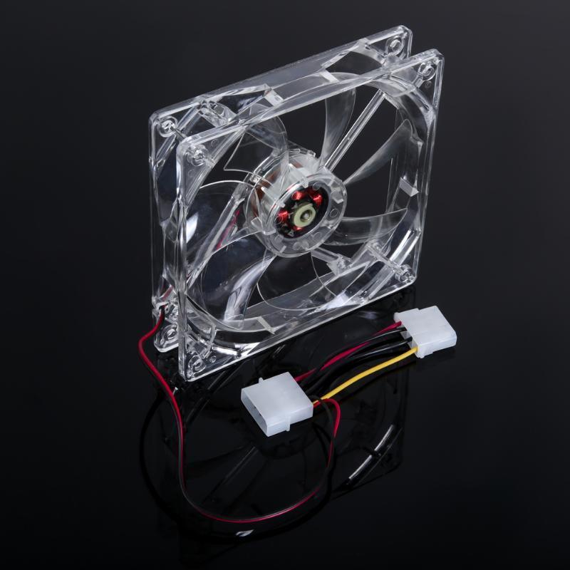 120mm Computer PC 4 LED Light Cooling Fan 12cm 4Pin Transparent Clear Case LED Luminous Chassis CPU Cooler Heatsink