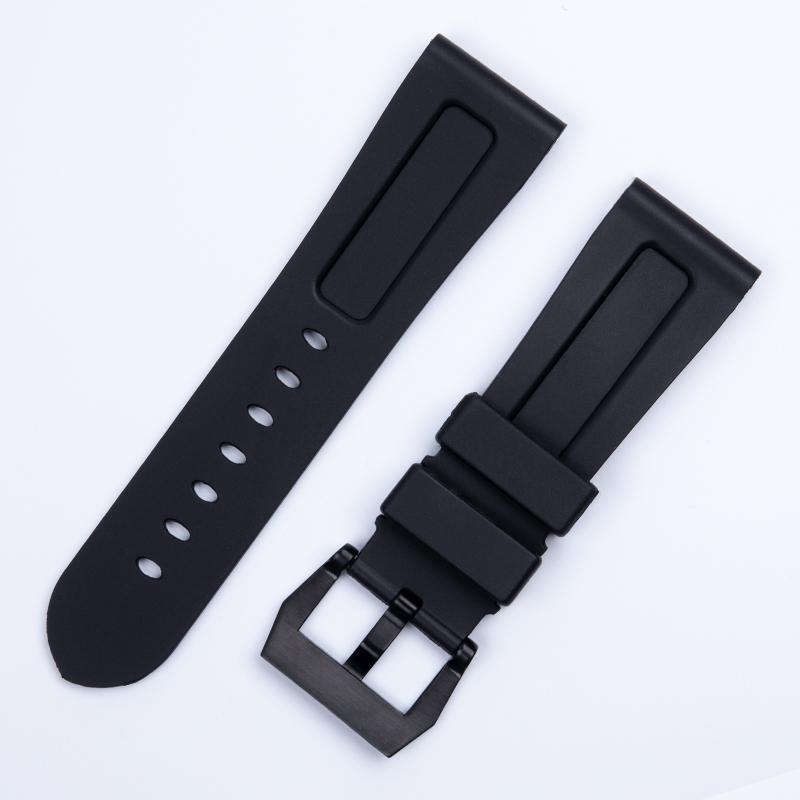 Soft Black Blue Orange Nature Rubber Silicone 26mm Watch Band for Panerai Strap Black Blue Red Orange With Tang Pin Buckle