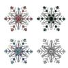 Festive Crystal Snowflake Badge Pin Secure Clasp Jewelry Brooch Gift For Winter Coat Dress or Formal Occasions