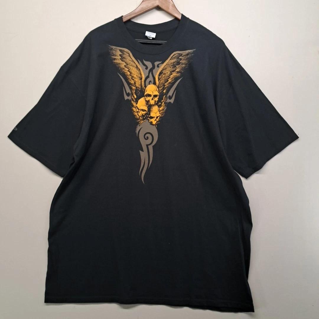 

Crazy Shirts Hawaii Winged Skull Tribal T-Shirt XXL Black Gold Y2K Grunge Goth M