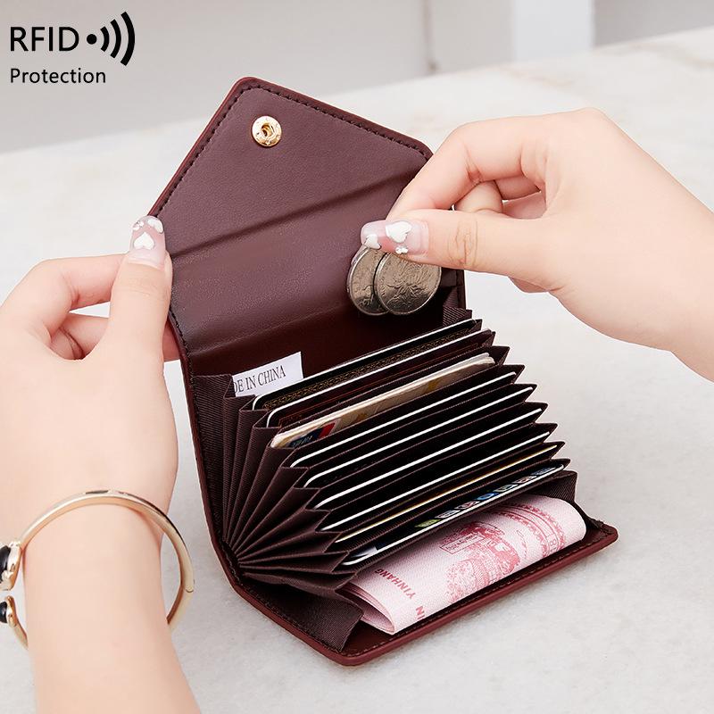 Lightweight Portable Lychee Pattern Small Card Holder for Women - RFID Protected, Anti-Theft Accordion Design, 2023 Edition.