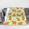 Capybara Cartoon Blanket Flannel Spring Autumn   Multifunction Lightweight Throw Blanket for Sofa Outdoor Bedspread