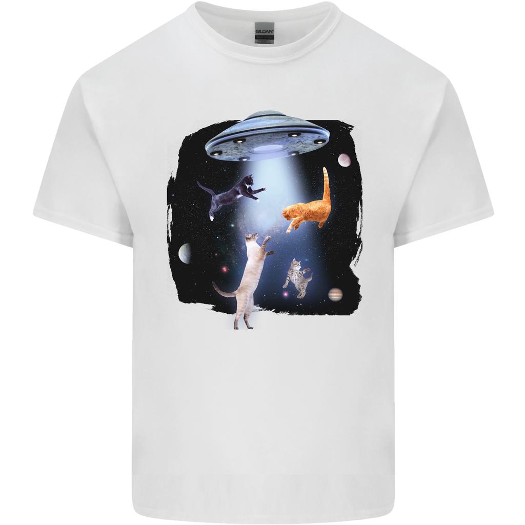 Cat Abduction Alien UFO Unisexs Light Cotton TShirt