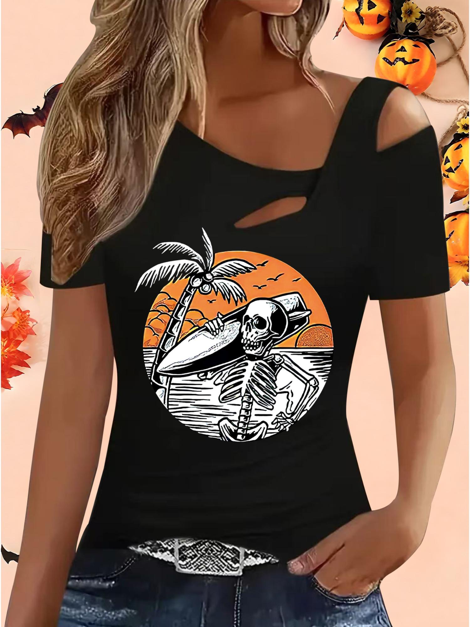 

Женские Свободные Топы Блузки Рубашки Подарок на Хэллоуин и Рождество S чёрный