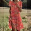 Women's Fashion Summer Spring Short Sleeve V-Neck Casual Dresses