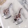 Ladies Stiletto Shoes Sexy Catwalk Model Leopard Print Crystal Shoes 190 Series 15cm Heel 4.5cm Platform LFD