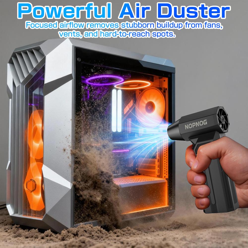 Wireless 140000RPM LED Light with Multiple Outlet Nozzles 4-speed Adjustable Car Snow Removal, Portable Strong Blowing Electric Turbojet Fan