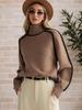 Herbst Winter Rollkragen Gestreifter Strickpullover Damen Lockerer Pullover