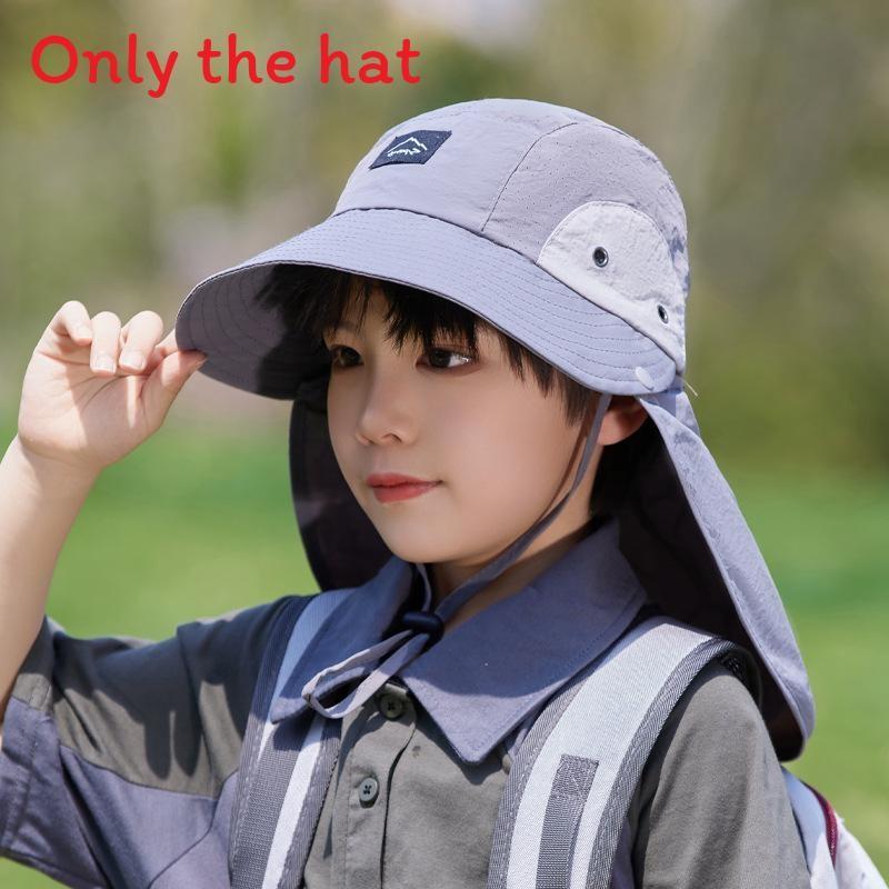 Summer Childrens Fisherman Hat With Large Brim And Waterproof Nylon For Sun Protection And Neck Coverage