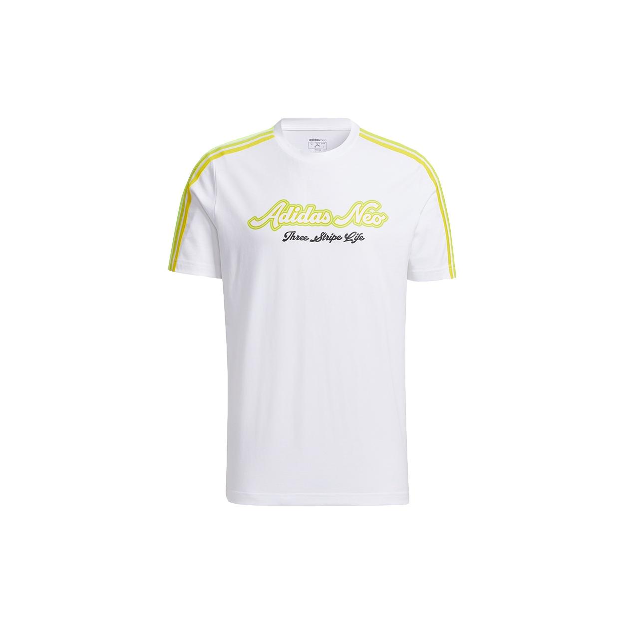 adidas neo M FAV 3S GR T 2 Printing Sports Round Neck Short Sleeve White Men s GP5663 XL
