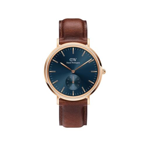 Daniel Wellington DW Men's Classic Multi-Eye Watch, 40 St Mawes RG Arctic. Elegant luxury watch, popular gift. Leather strap.