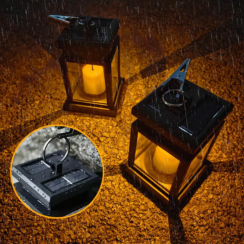 Hanging Flickering Solar Lights Star/Candle Garden Decoration Lantern Waterproof Landscape Yard Lights Terrace Lamp with Hook