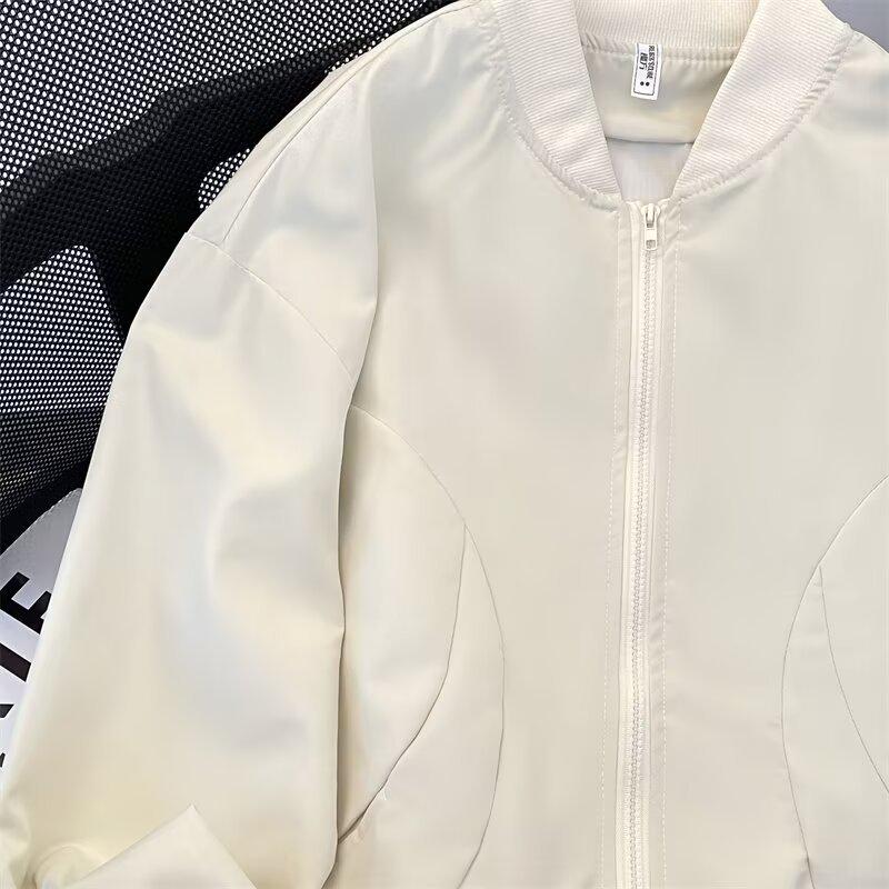 2024 Men's Trendy Retro Loose Solid Color Baseball Jacket for Spring & Autumn