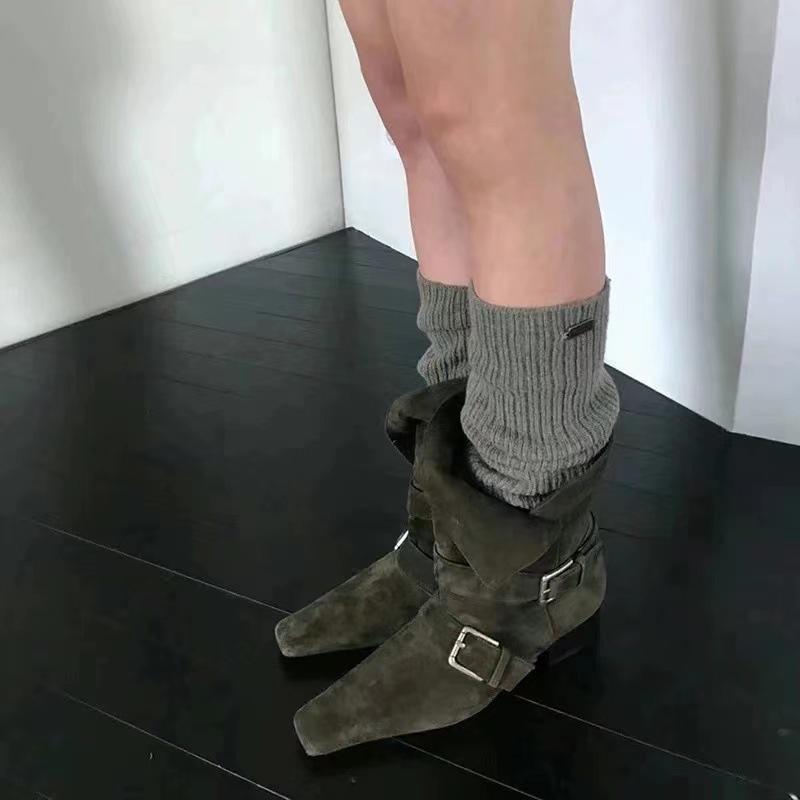 Fashion Fashion Pointed Toe Flock Women Ankle Boots Shoes With Low Heel Designer Footwear Slip On Ladies Modern Short Booties Shoes