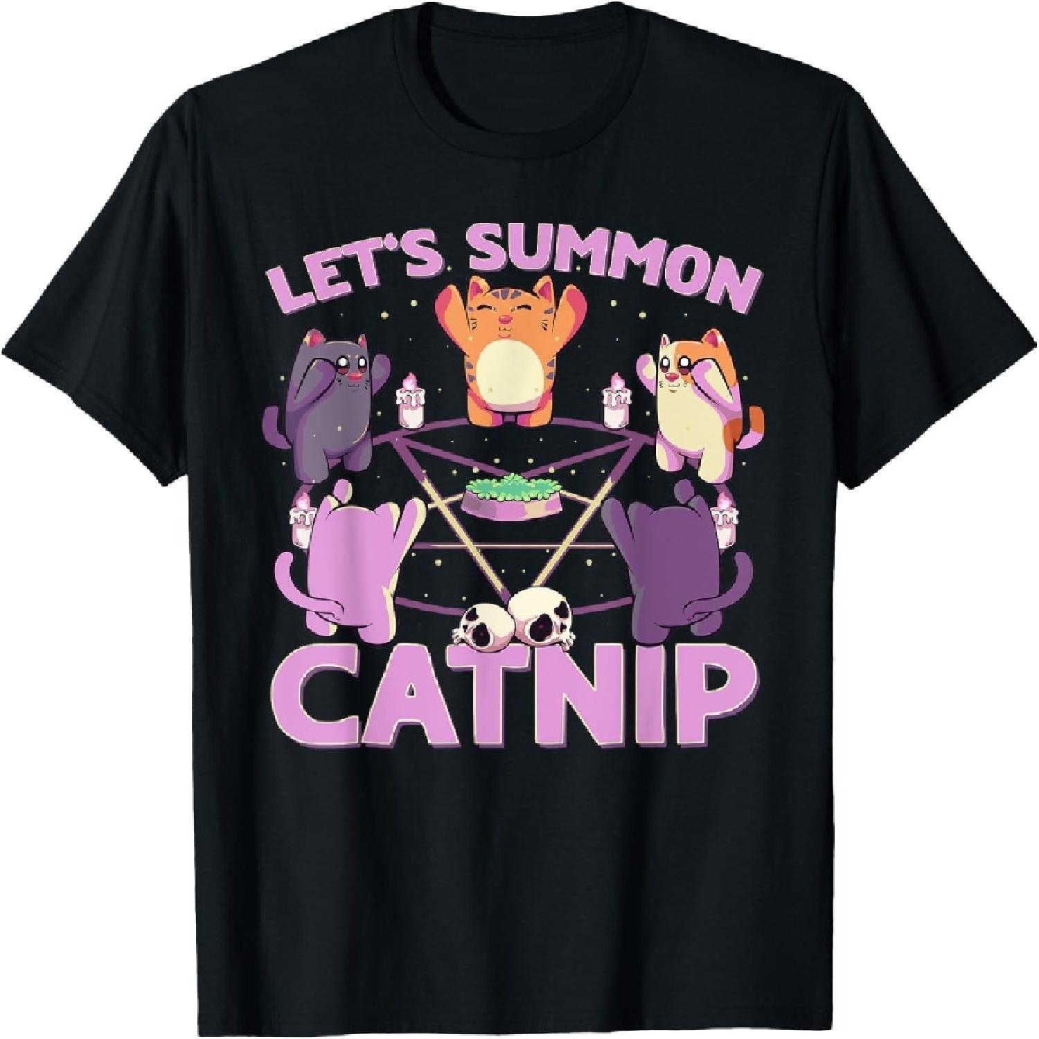 Пастельный гот Каваи Оккультные кошки Призвать кошачью мяту Ну гот Кошка Мужская женская футболка XXXXXL разноцветный