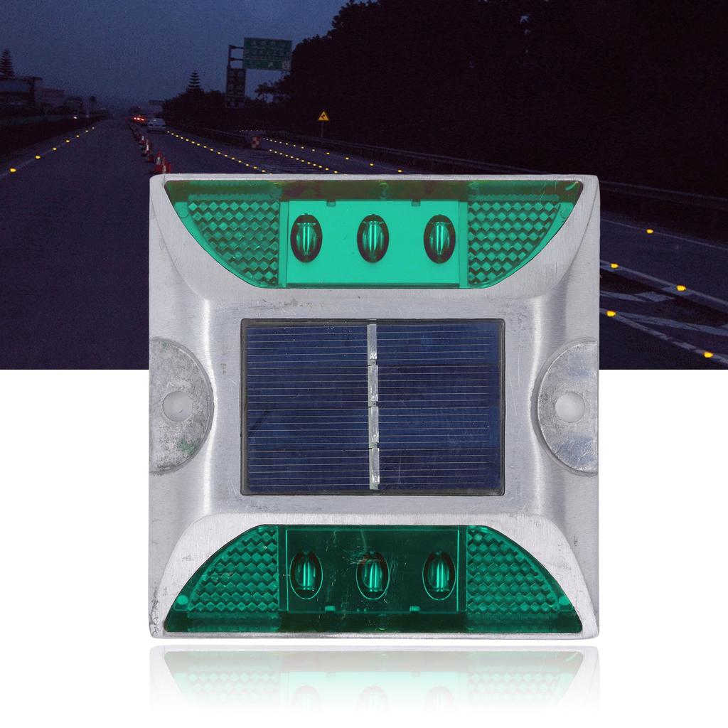 Solar Road Stud Light Cast Aluminium Alloy for Driveway Step Sidewalk Stair Outdoor IP68 Waterproof Road Marker Green Light