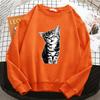 Lustige Katzen-Diagramm-Print Pullover Herbst Basics Sweatshirt Locker Street Damenbekleidung Mode Oversize Langarm Rundhals Pullover