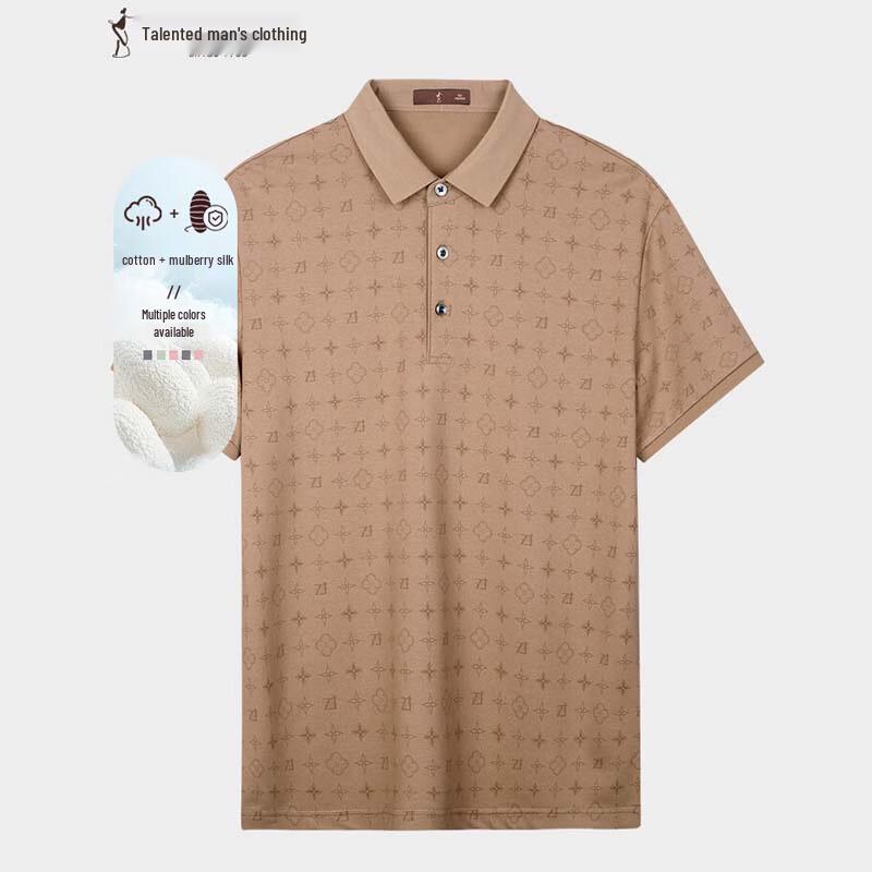 TRIES Men s Printed Breathable Polo Shirt 48