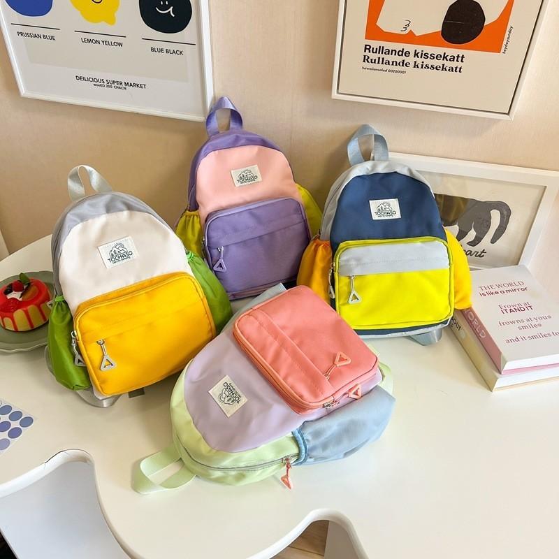 Stylish Korean Style Unisex Kids Backpack Colorful Dual Color Design For School
