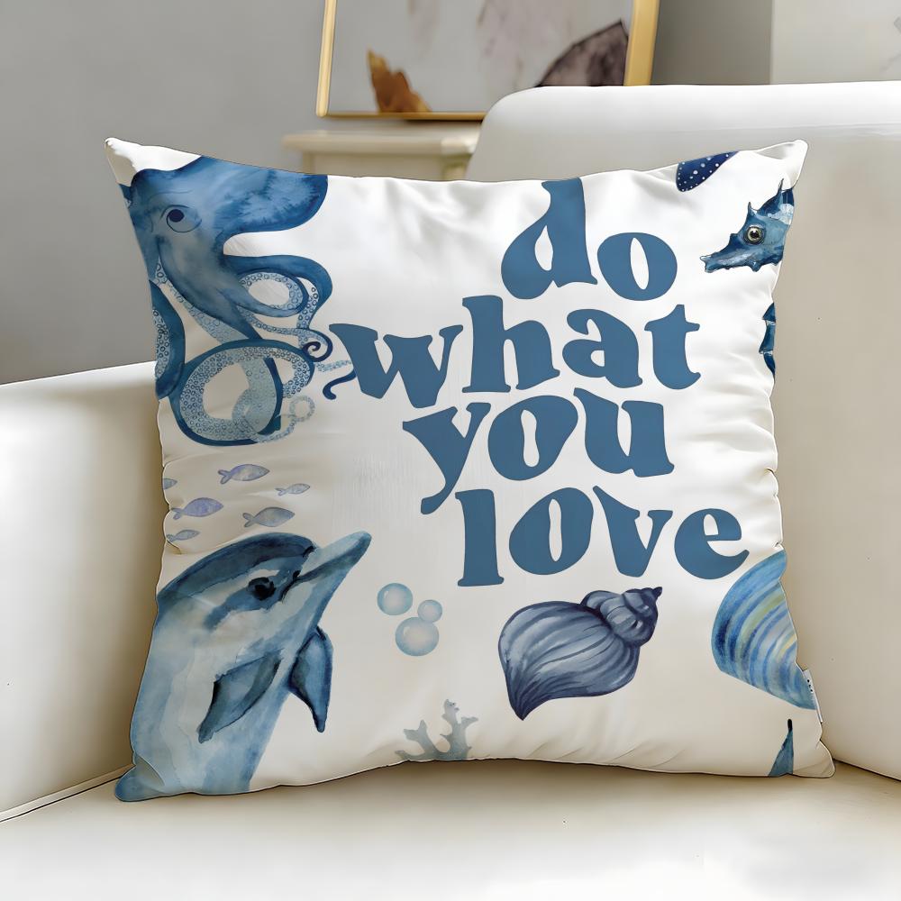 Classic Theme Marine Animals Cushion Cover Soft  EasyWash Pillow Case  Versatile for Couch Bed Travel and Office