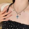 PANJBJ S925 Sterling Silver Korean Personality Glossy Cross Necklace Ladies Simple And Versatile Pendant Chain NecklacePANJBJ
