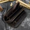 Retro Crazy Horse Leather Purse for Men Clutch Purse Double Zipper 24 Cards Clutches Vintage Woman Genuine Leather Long Wallet