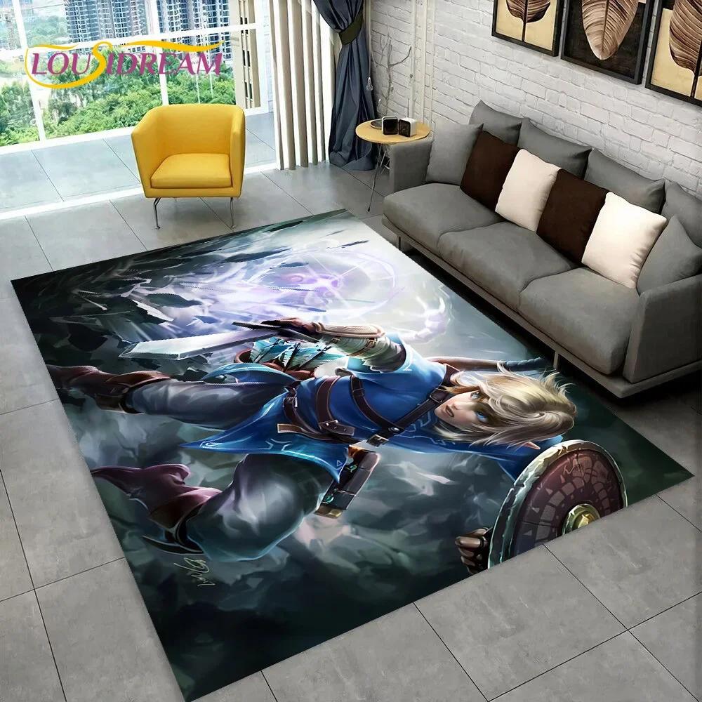 2025 3D Z-Zelda2 Spiel Cartoon Teppich für Wohnzimmer Schlafzimmer Heimdekoration, Bodenteppich rutschfeste Dekoration für Sofa Fußmatte Kinder
