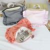 Ruffle Plaid Makeup Bag Cloth Travel Storage Bag Portable Nylon Cosmetic Bag  Home