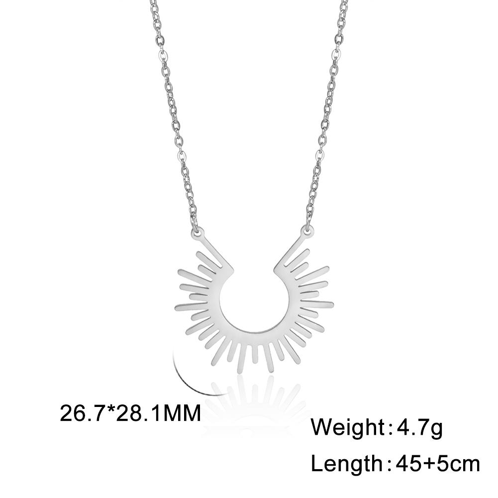 

LIKGREAT Fashion Geometric Sun Pendant Necklaces Stainless Steel Half Circle Sunshine Amulet Chokers Women Vacation Jewelry