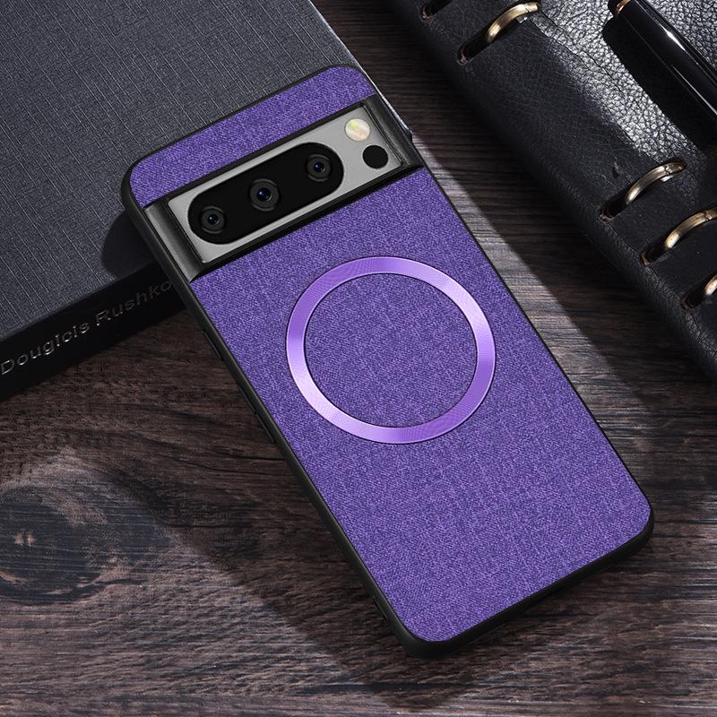 Coque Google Pixel 6/7/8 à Texture Tissu Magnétique Couverture Complète – Couleur Unie