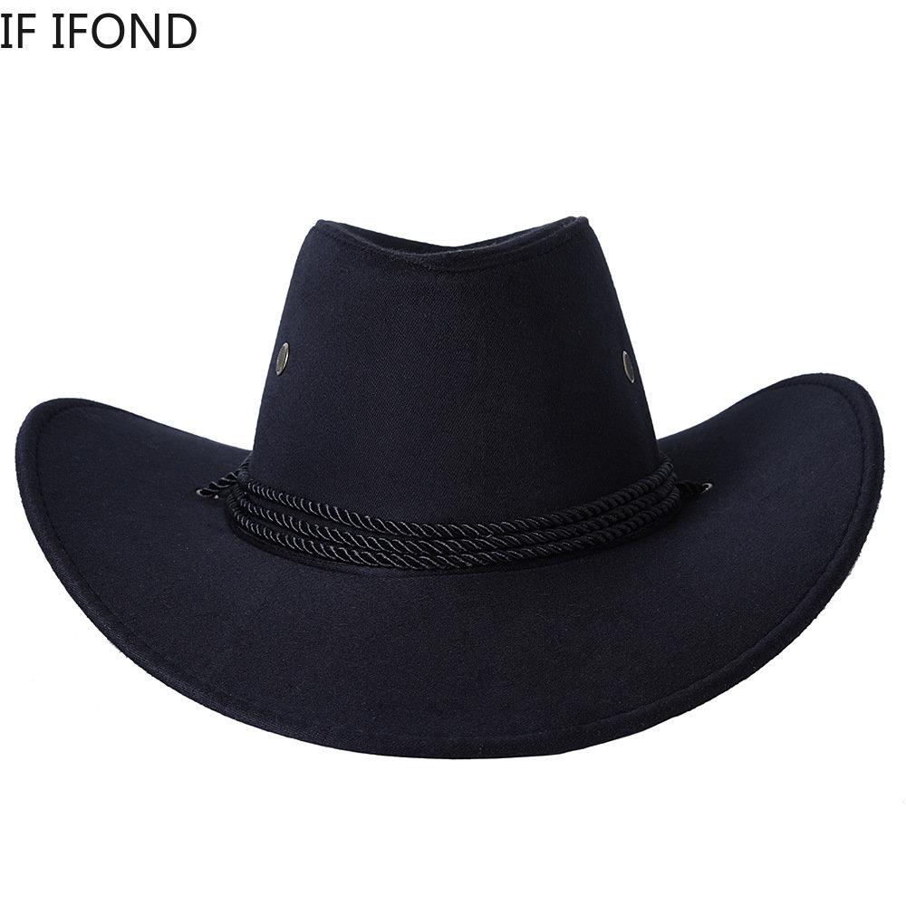 Artificial Suede Western Cowboy Hats Big-edge Gentleman Cowgirl Jazz Hat Outdoor Vacation Cap Party Cosplay Hat